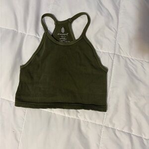 FP Movement by Free People Olive Green Ribbed Racerback Crop Tank